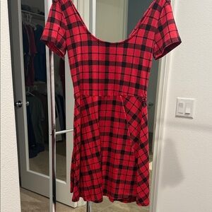 Red and Black Plaid Mini Dress